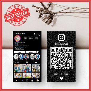 Reinigung Instagram Black Housekeeping Maid QR Cod Visitenkarte