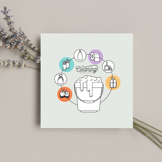 Reinigung & Janitorial Housekeeping Haushaltshilfe Quadratische Visitenkarte