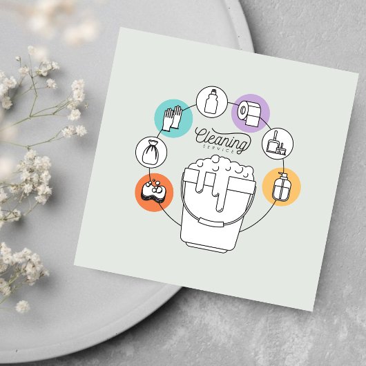 Reinigung & Janitorial Housekeeping Haushaltshilfe Quadratische Visitenkarte