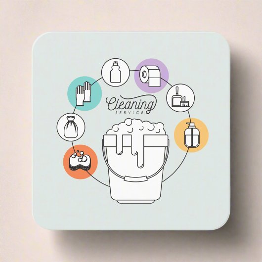 Reinigung & Janitorial Housekeeping Haushaltshilfe Quadratische Visitenkarte