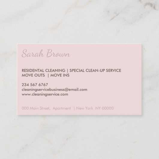 Reinigung Janitorial HouseMaid Lady Portrait Visitenkarte (Rückseite)