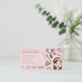 Reinigung Janitorial HouseMaid Lady Portrait Visitenkarte (Stehend Vorderseite)