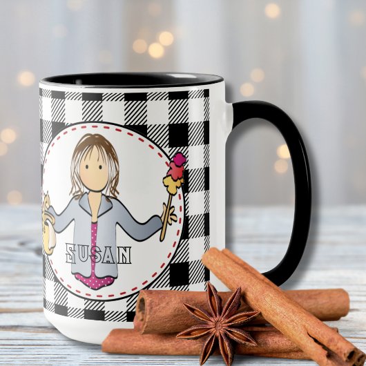 Reinigung Lady Cartoon Personalisiert Danke, Gesch Tasse