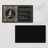 Reinigung Lady Cleaner Service Stilvolle Black & G Visitenkarte (Vorne/Hinten)
