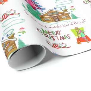 Reinigung Lady Frohe Weihnachtswrapping Papier Geschenkpapier