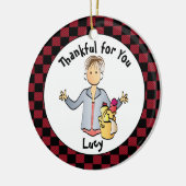Reinigung Lady Holiday Danke, Geschenk Keramik Ornament (Links)