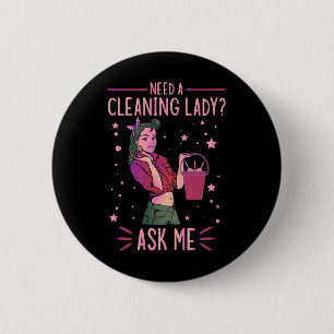 Reinigung Lady Housekeeper Housekeeping Cleaner Gr Button