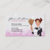 Reinigung Lady Traditionelles Mädchen Pinke Imitat Visitenkarte (Vorderseite)