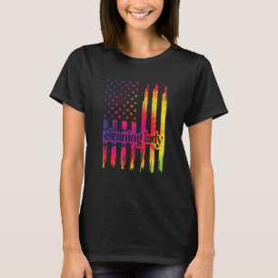 Reinigung Lady Us Flag Reinigungsmaschine Housekee T-Shirt
