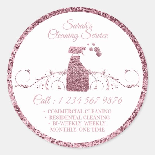 Reinigung Magd Janitorial funkeln Glitzer am beste Runder Aufkleber (Vorderseite)