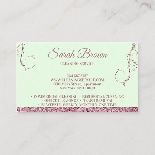 Reinigung Magd Janitorial Funkeln Housekeep grün Treuekarte (Rückseite)