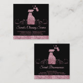 Reinigung Magd Janitorial funkelnde Spray Rose Gol Quadratische Visitenkarte (Vorne/Hinten)