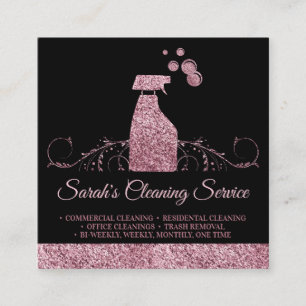 Reinigung Magd Janitorial funkelnde Spray Rose Gol Quadratische Visitenkarte