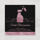 Reinigung Magd Janitorial funkelnde Spray Rose Gol Quadratische Visitenkarte (Rückseite)