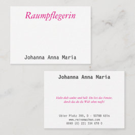 Reinigung, nur Typografie smart und sauber Visitenkarte