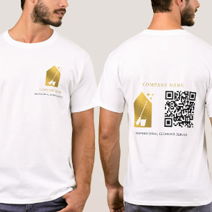 Reinigung Reinigungsdienst Gold Logo QR Code Weiß T-Shirt
