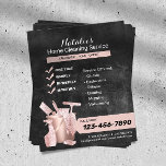 Reinigung Rose Gold Chalkboard Housekeeping Flyer<br><div class="desc">Zuhause Cleaning Service Rose Gold & Chalkboard Housekeeping Flyer.</div>