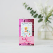 Reinigung Visitenkarte Rosa Blasen Blonde Haare (Stehend Vorderseite)