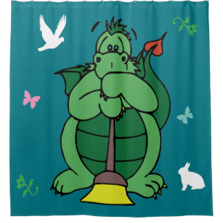 Reinigung von Drachen mit Blick über das Bad Duschvorhang