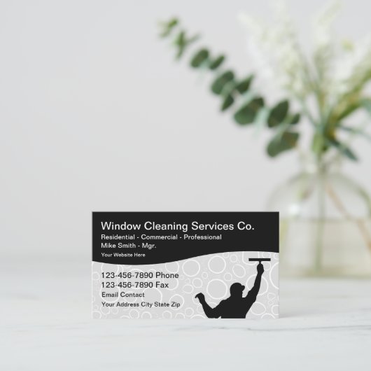 Reinigung von Fenstern Berufliche Dienste Visitenkarte (Stehend Vorderseite)