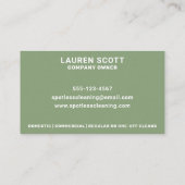 Reinigung von Mopp und Eimer fett grün Visitenkarte (Rückseite)