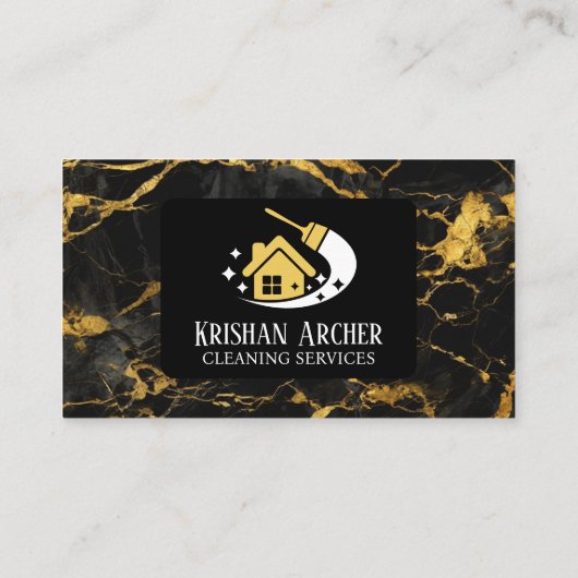 Reinigung von schwarzem Gold-Marmor Visitenkarte (Rückseite)