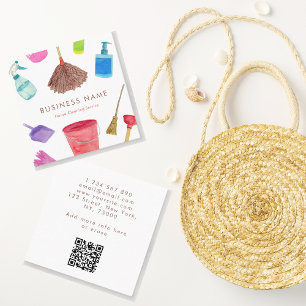 Reinigung von Wasserfarben: QR-Code Quadratische Visitenkarte