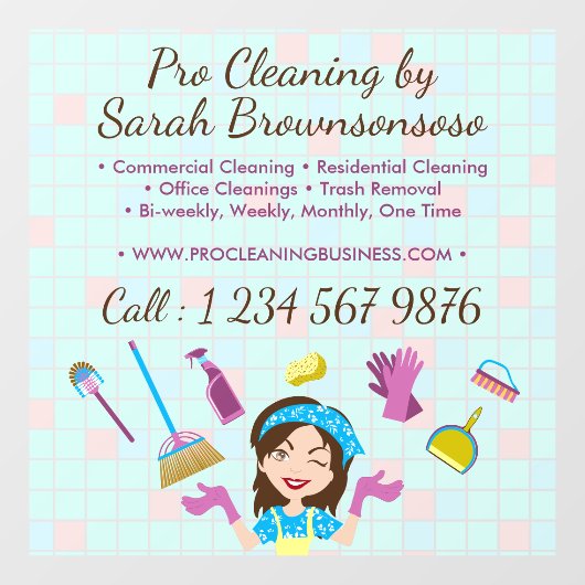 Reinigung von Werbung für Unternehmen Fensteraufkleber (Blatt)