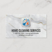 Reinigungs-Logo | Weißer Goldmarmor Visitenkarte (Vorderseite)