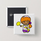 Reinigungs-Mädchen Button (Vorne & Hinten)