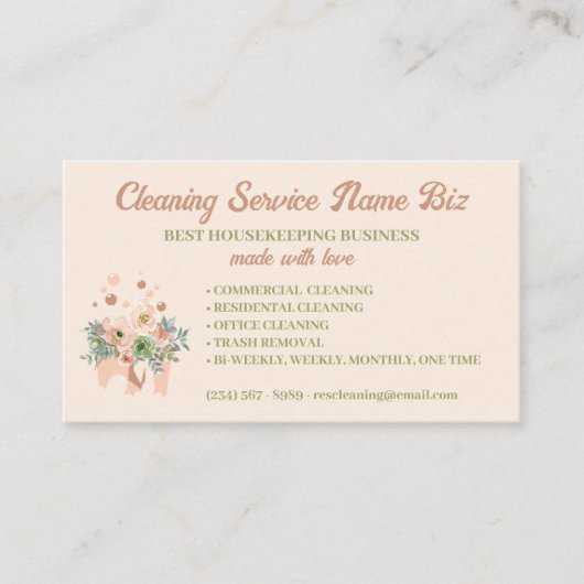 Reinigungs-Service Blush Bloral Janitorial Visitenkarte (Vorderseite)