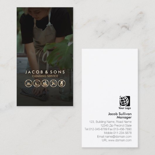 Reinigungs-Service Gold-Symbole Reiniger Visitenkarte (Vorne/Hinten)
