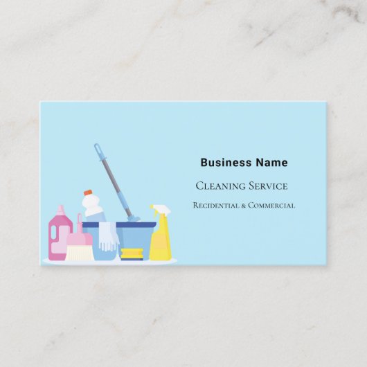 Reinigungs-Service hellblauer Foto QR Code Visitenkarte (Vorderseite)