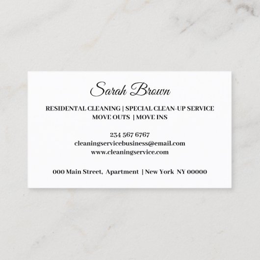 Reinigungs-Service Janitorial funkeln Trend Visitenkarte (Rückseite)