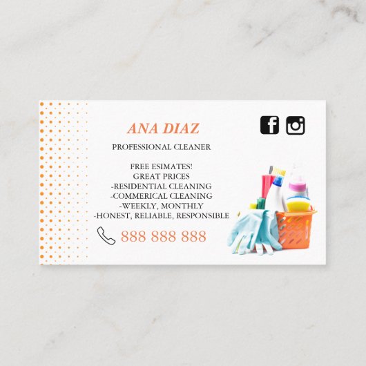 REINIGUNGS-SERVICE VISITENKARTE (Rückseite)