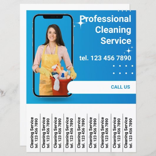 Reinigungs-Service-Werbeaktion Flyer Abreißen von  (Vorne/Hinten)