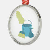 Reinigungs-Versorgungen Silbernes Ornament (Links)