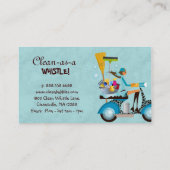 Reinigungs-Visitenkarte-Roller-Mädchen-Blau Visitenkarte (Rückseite)