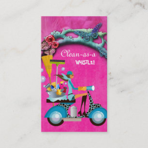 Reinigungs-Visitenkarte-Roller-Mädchen-Rosa-Garte Visitenkarte