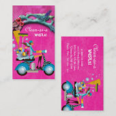 Reinigungs-Visitenkarte-Roller-Mädchen-Rosa-Garten Visitenkarte (Vorne/Hinten)