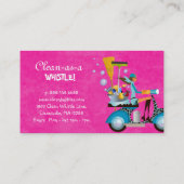 Reinigungs-Visitenkarte-Roller-Mädchen-Rosa-Garten Visitenkarte (Rückseite)