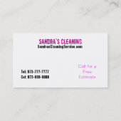 Reinigungs-Visitenkarten Visitenkarte (Rückseite)