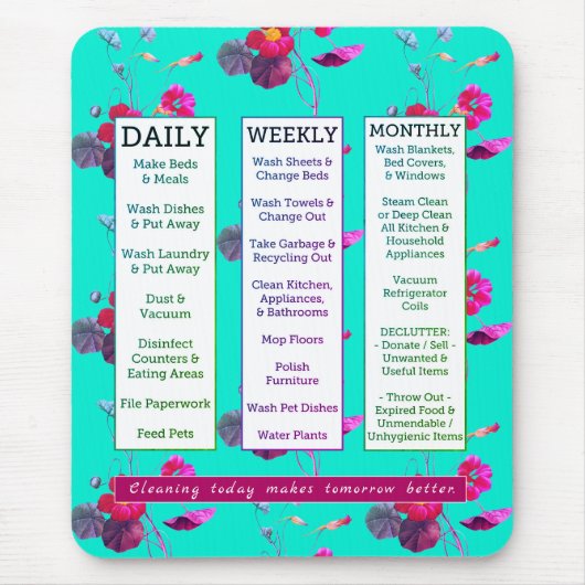 Reinigungs-Zeitplan-u. Bestätigungs-weibliches Mousepad (Vorne)