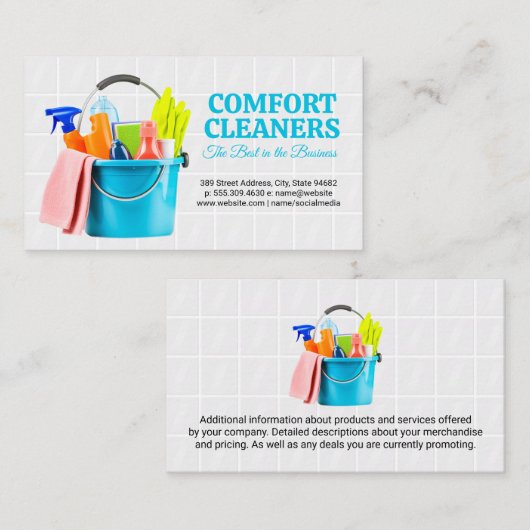 Reinigungsanteile in Eimern | Tiles Visitenkarte (Vorne/Hinten)