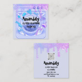 Reinigungsbüro Service QRCode Soap Blue Quadratische Visitenkarte (Vorne/Hinten)