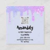 Reinigungsbüro Service QRCode Soap Blue Quadratische Visitenkarte (Rückseite)