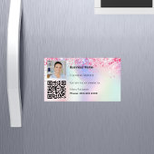 Reinigungsdienst Foto QR-Code holografisch rosa Magnetische Visitenkarte