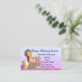 Reinigungsdienst für Classy House Maid Blue Ombre Visitenkarte (Stehend Vorderseite)