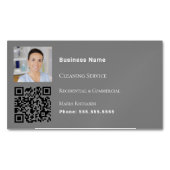Reinigungsdienst Grauer Foto QR-Code Magnetische Visitenkarte (Vorderseite)