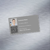 Reinigungsdienst Grauer Foto QR-Code Magnetische Visitenkarte (Beispiel)